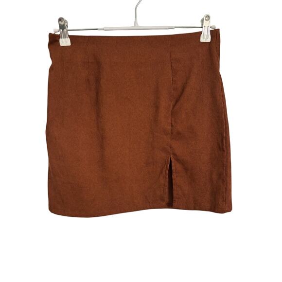 SHEIN 90's Y2K Brown Straight Pencil Corduroy Lightweight Soft Mini Skirt M - Picture 1 of 7